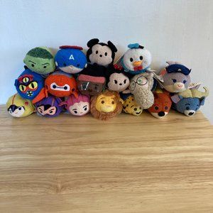 Disney Tsum Tsum Mini 3” Plush Lot Of 17 Marvel Big Hero 6 Mufasa Hulk Mickey